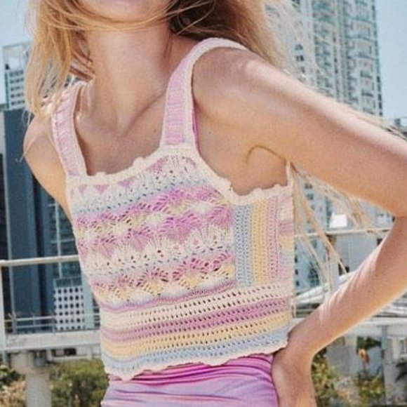 Zara Tops - NEW! Zara knit crochet rainbow crop top